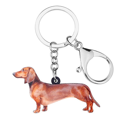 Bonsny Acrylic Standing Dachshund Dog Keychains