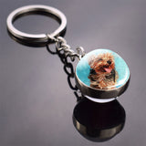 Dog Keychain Lovely Dog Picture Glass Ball Key Chains