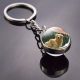 Dog Keychain Lovely Dog Picture Glass Ball Key Chains