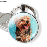 Lovely Dog Keychain Cute Dog Photo Glass Dome Pendant