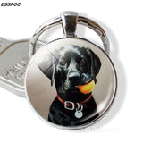 Lovely Dog Keychain Cute Dog Photo Glass Dome Pendant