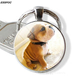 Lovely Dog Keychain Cute Dog Photo Glass Dome Pendant