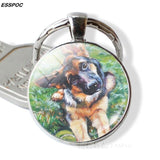 Lovely Dog Keychain Cute Dog Photo Glass Dome Pendant